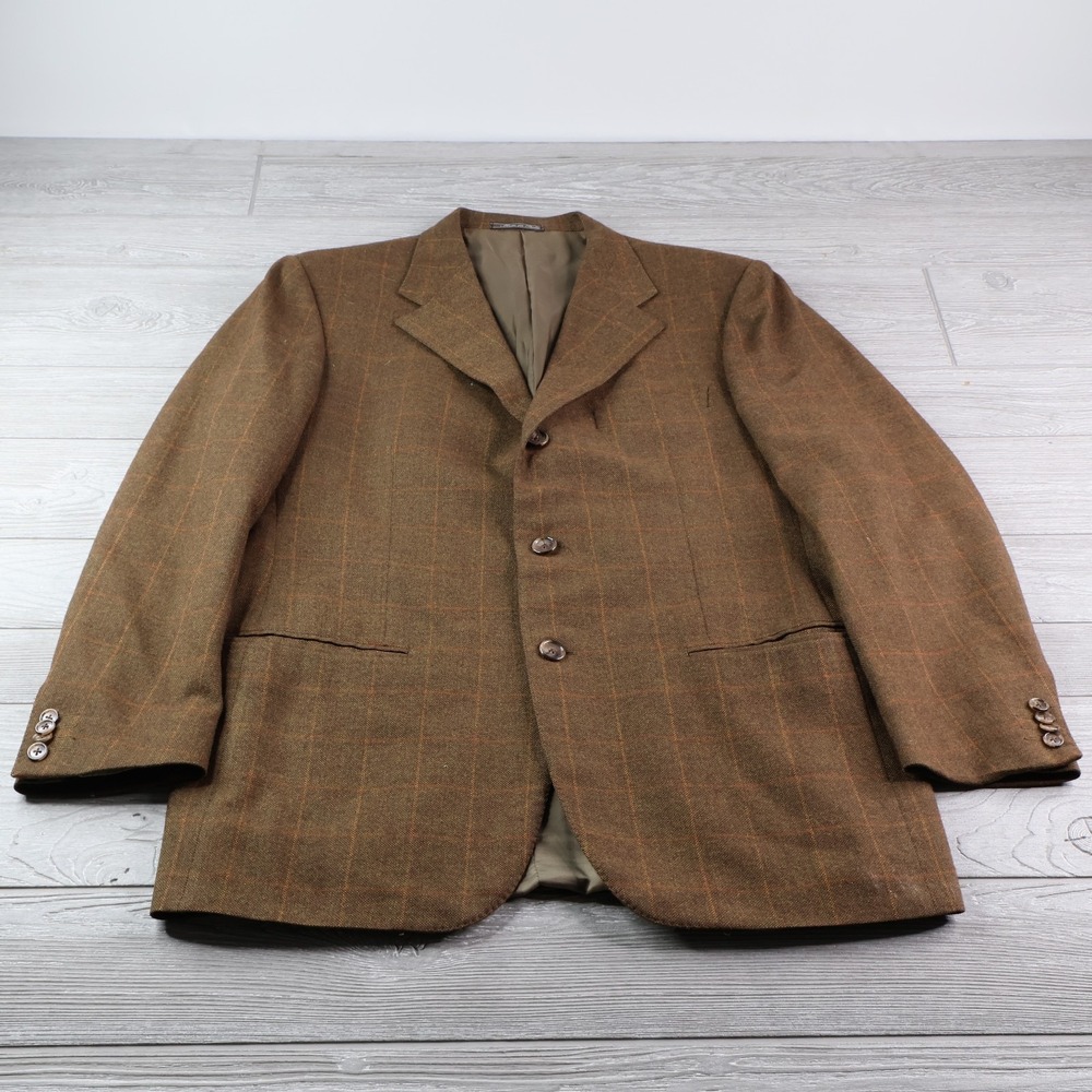 Vintage Corneliani Sport Coat Men's IT Size 52R 42R Windowpane Wool Cashmere